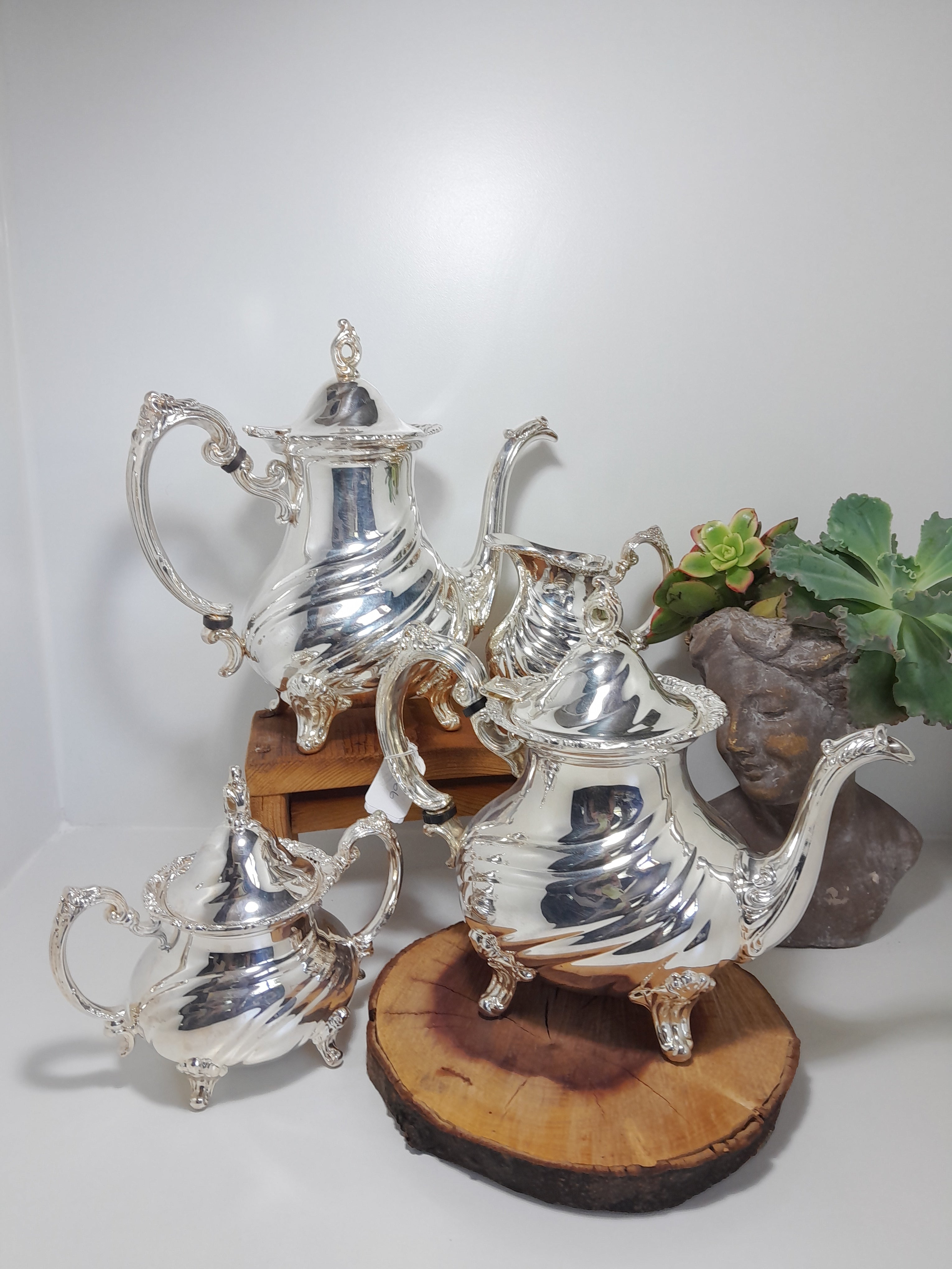 Beautiful Vintage 4 Piece Silver-Plated Tea & Coffee Set