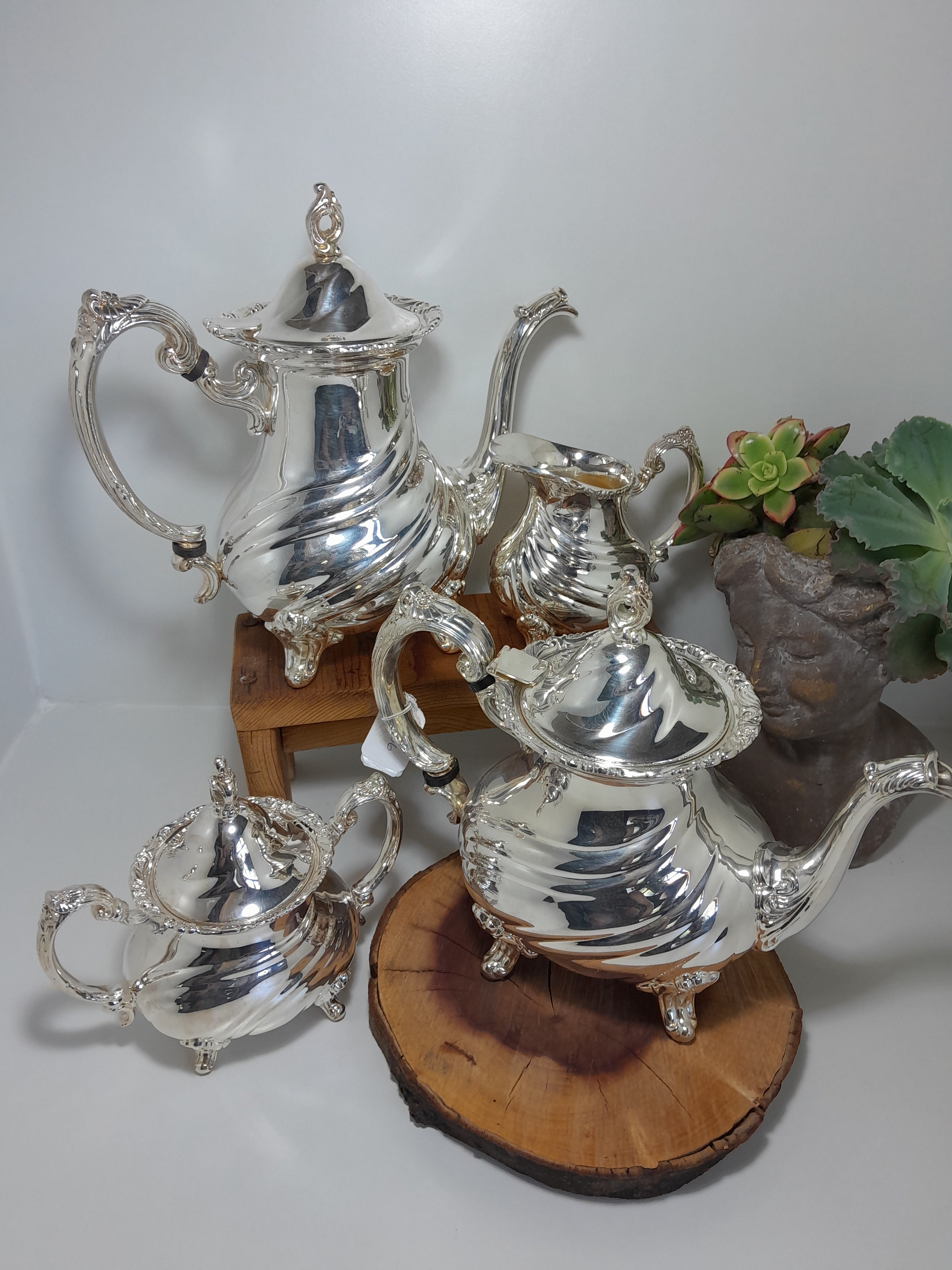 Beautiful Vintage 4 Piece Silver-Plated Tea & Coffee Set