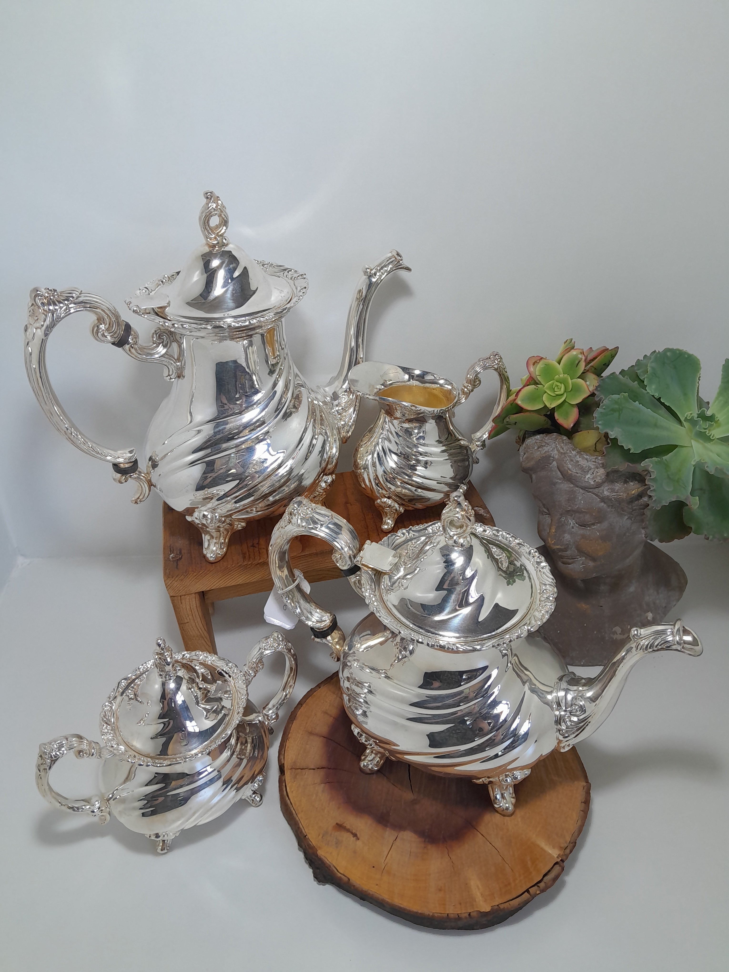 Beautiful Vintage 4 Piece Silver-Plated Tea & Coffee Set