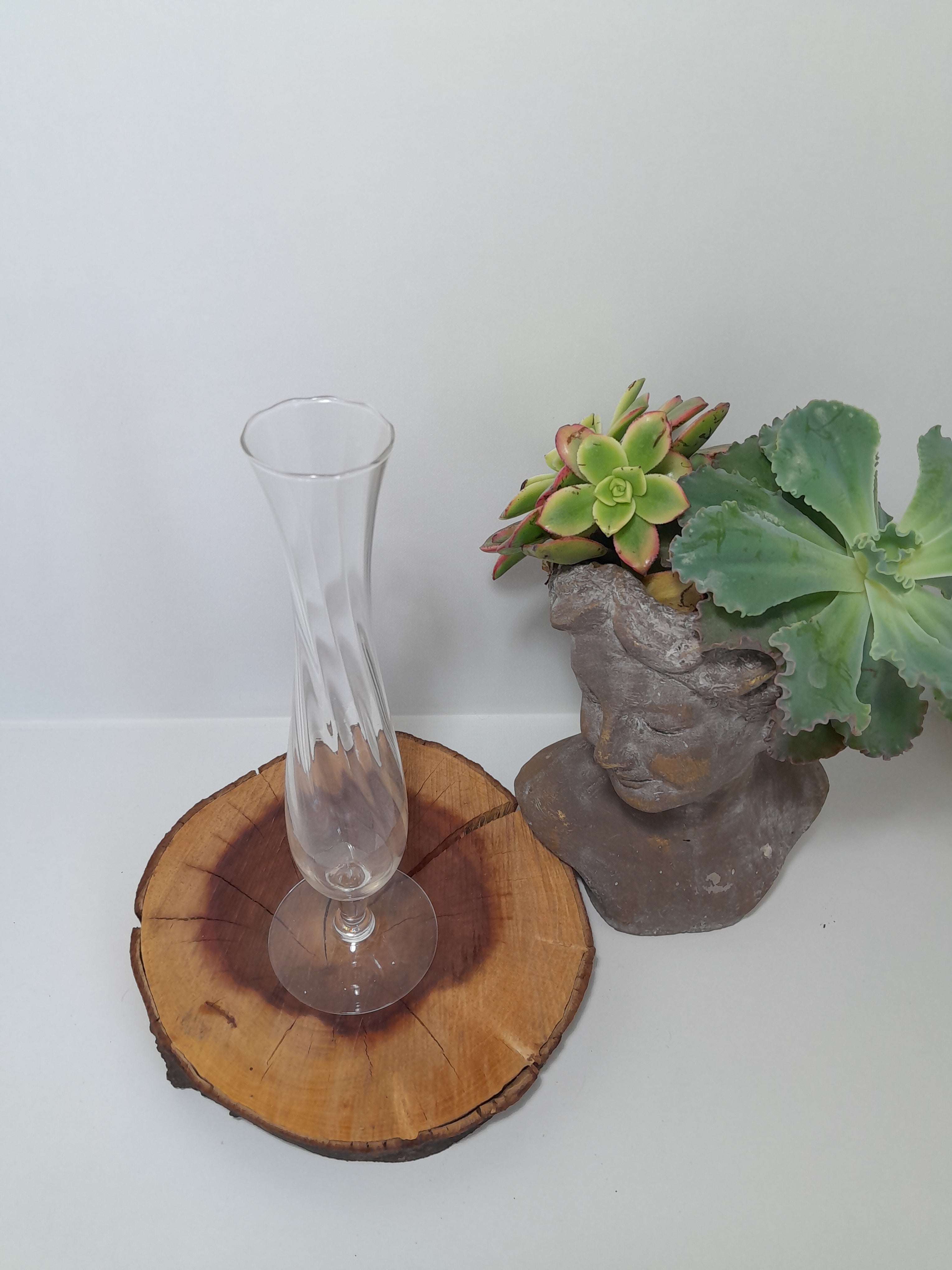 Tall, Clear Glass Bud Vase with Flat Base