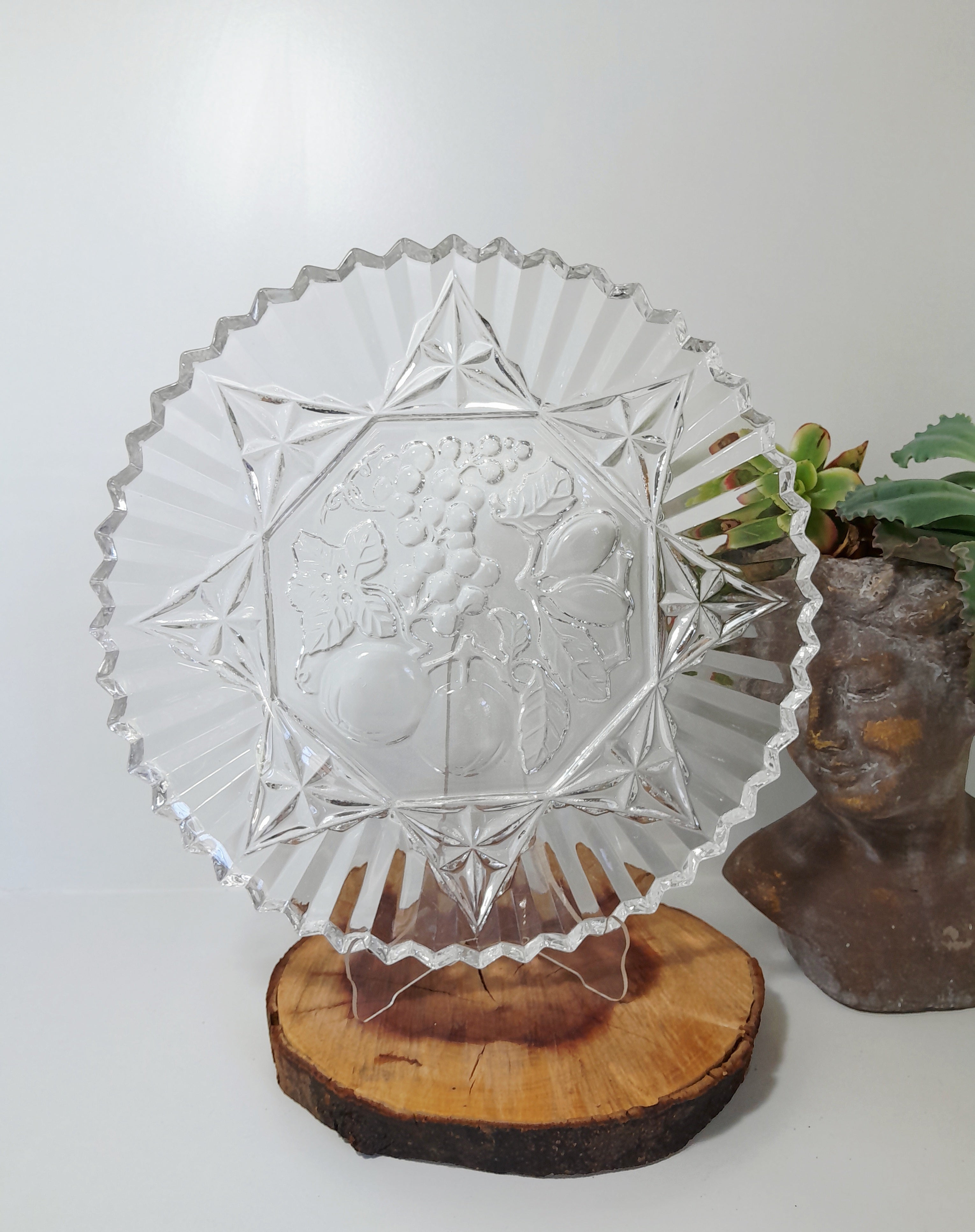 Vintage Clear Federal Glass Serving Platter – Pioneer Fruit Pattern