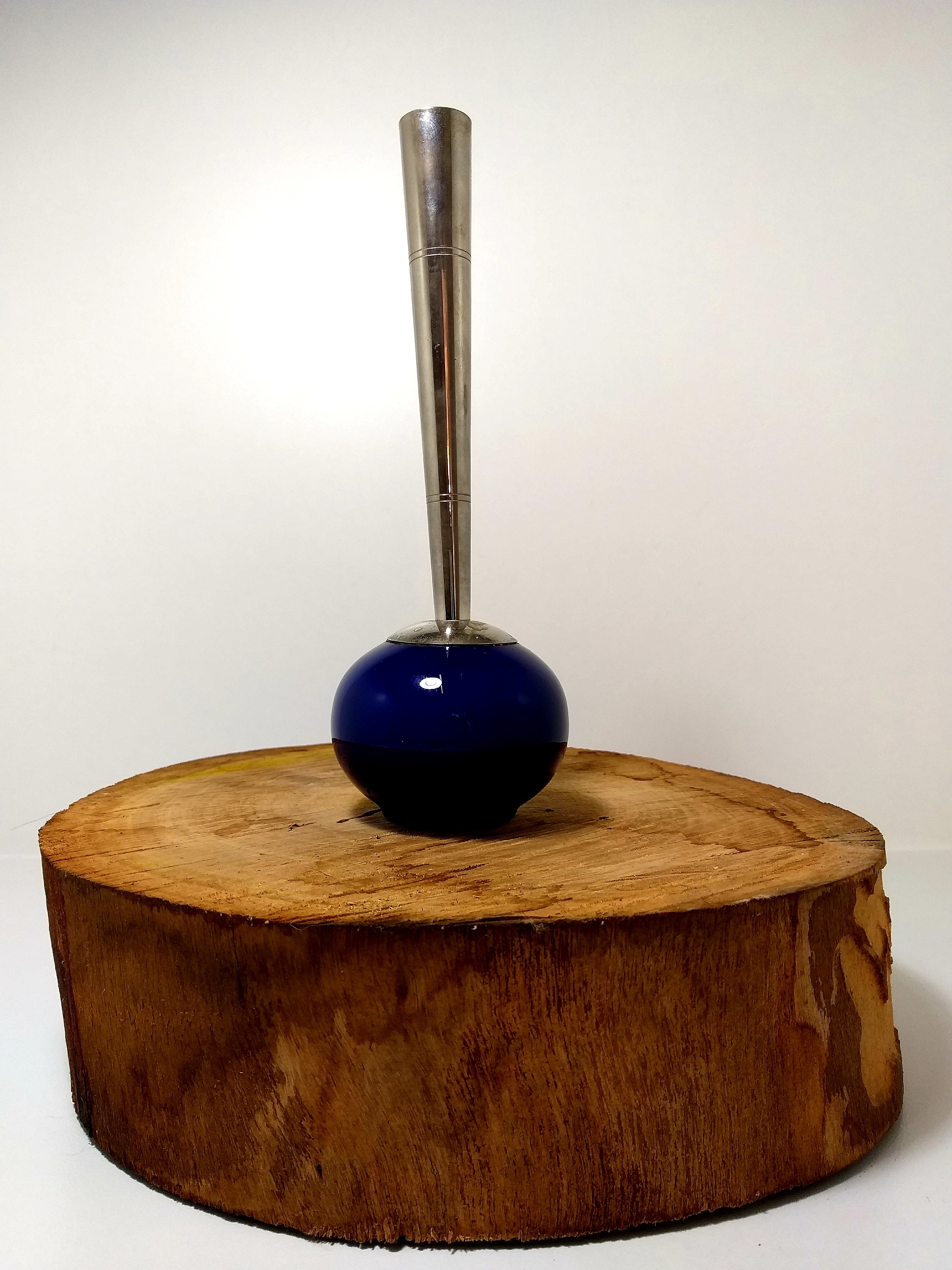 Rare Vintage Delft Pewter and Cobalt Blue Ceramic Bud Vase Made in Holland