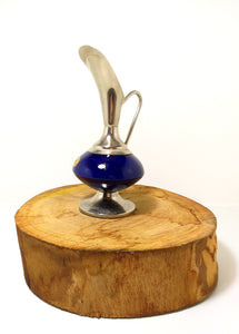 Rare Vintage Delft Pewter and Cobalt Blue Ceramic Pitcher Vase Made in Holland