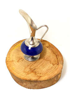 Rare Vintage Delft Pewter and Cobalt Blue Ceramic Pitcher Vase Made in Holland