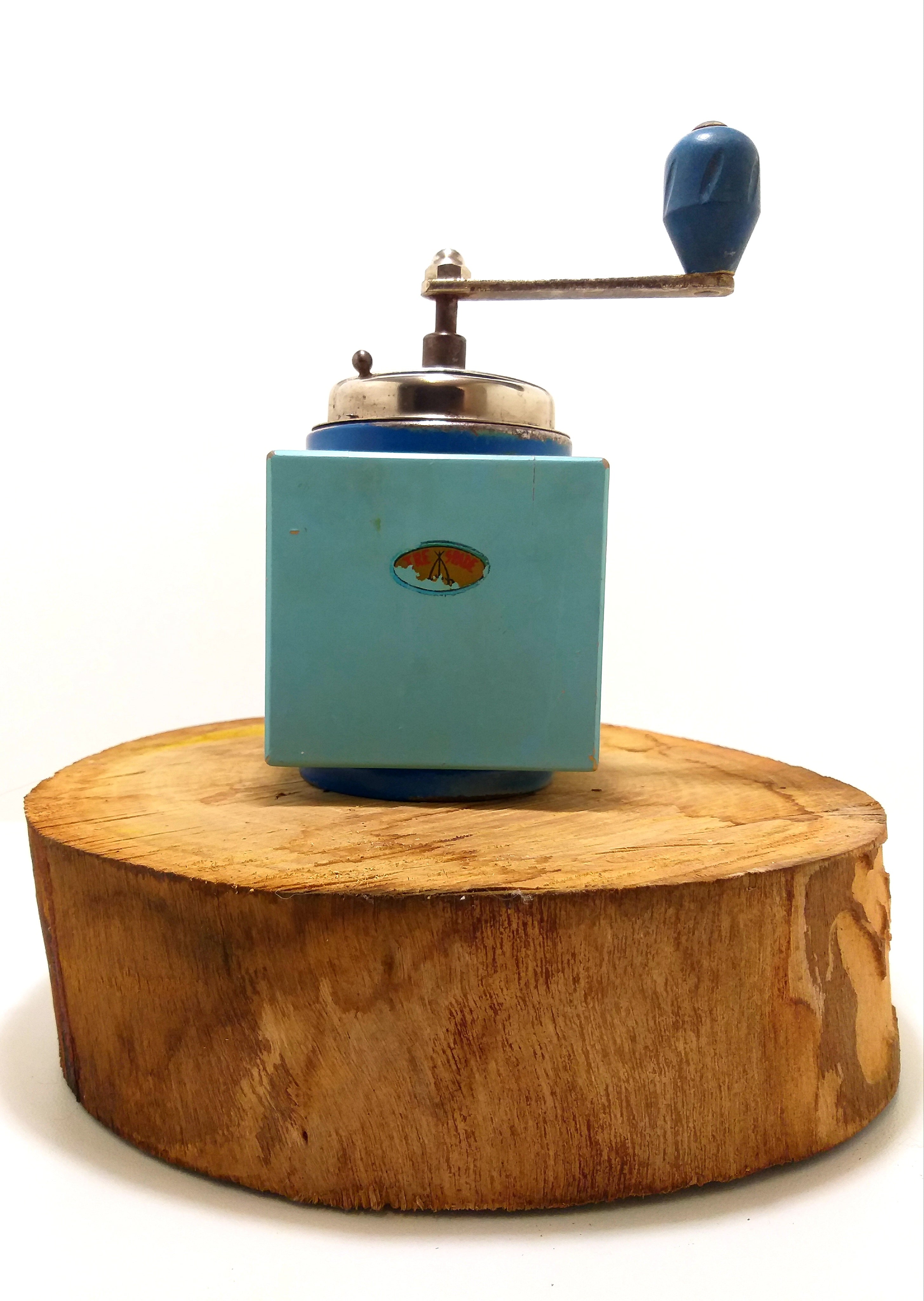 1930’s Italian Tre Spade Blue Toned Coffee Grinder