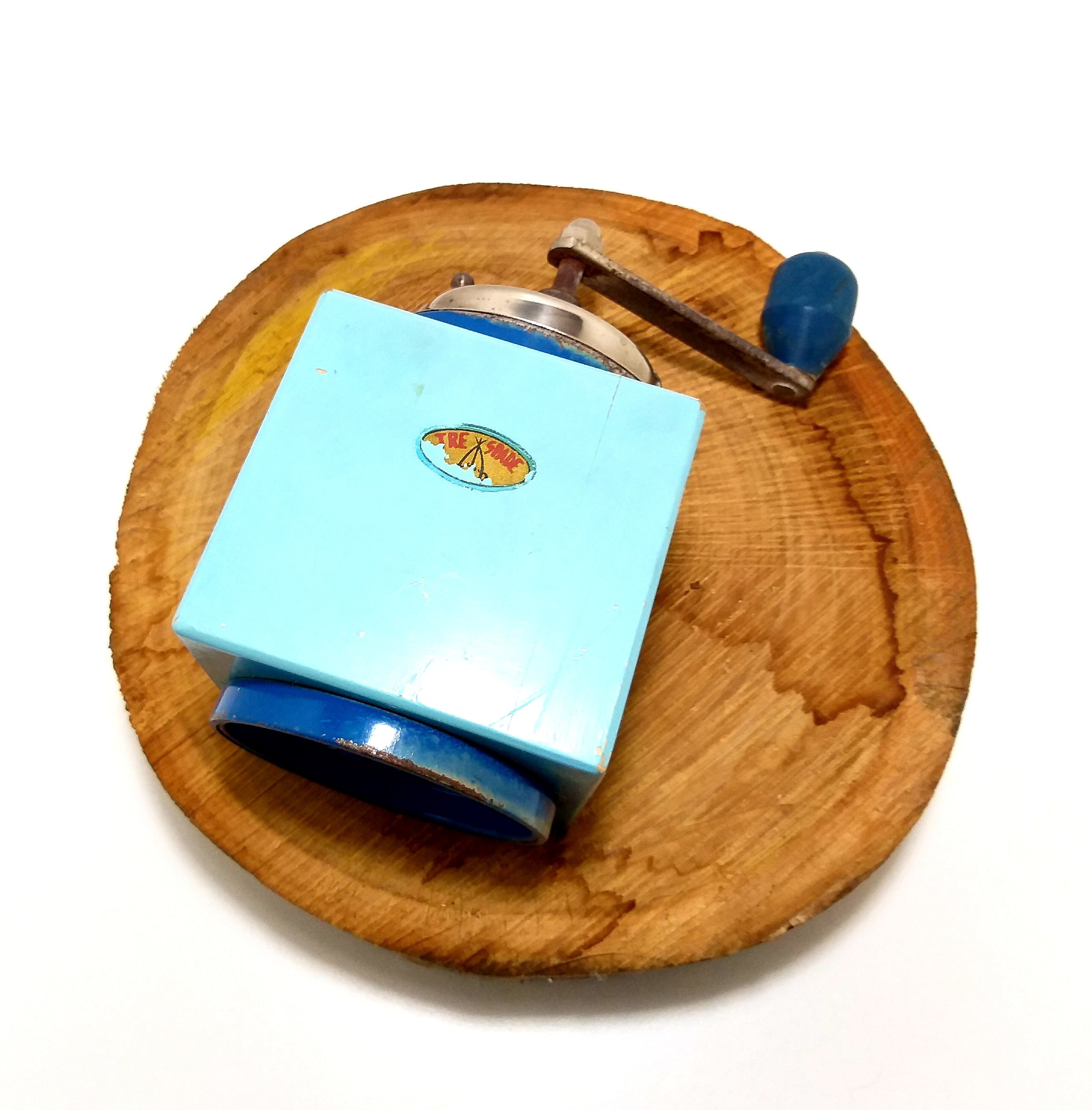 1930’s Italian Tre Spade Blue Toned Coffee Grinder