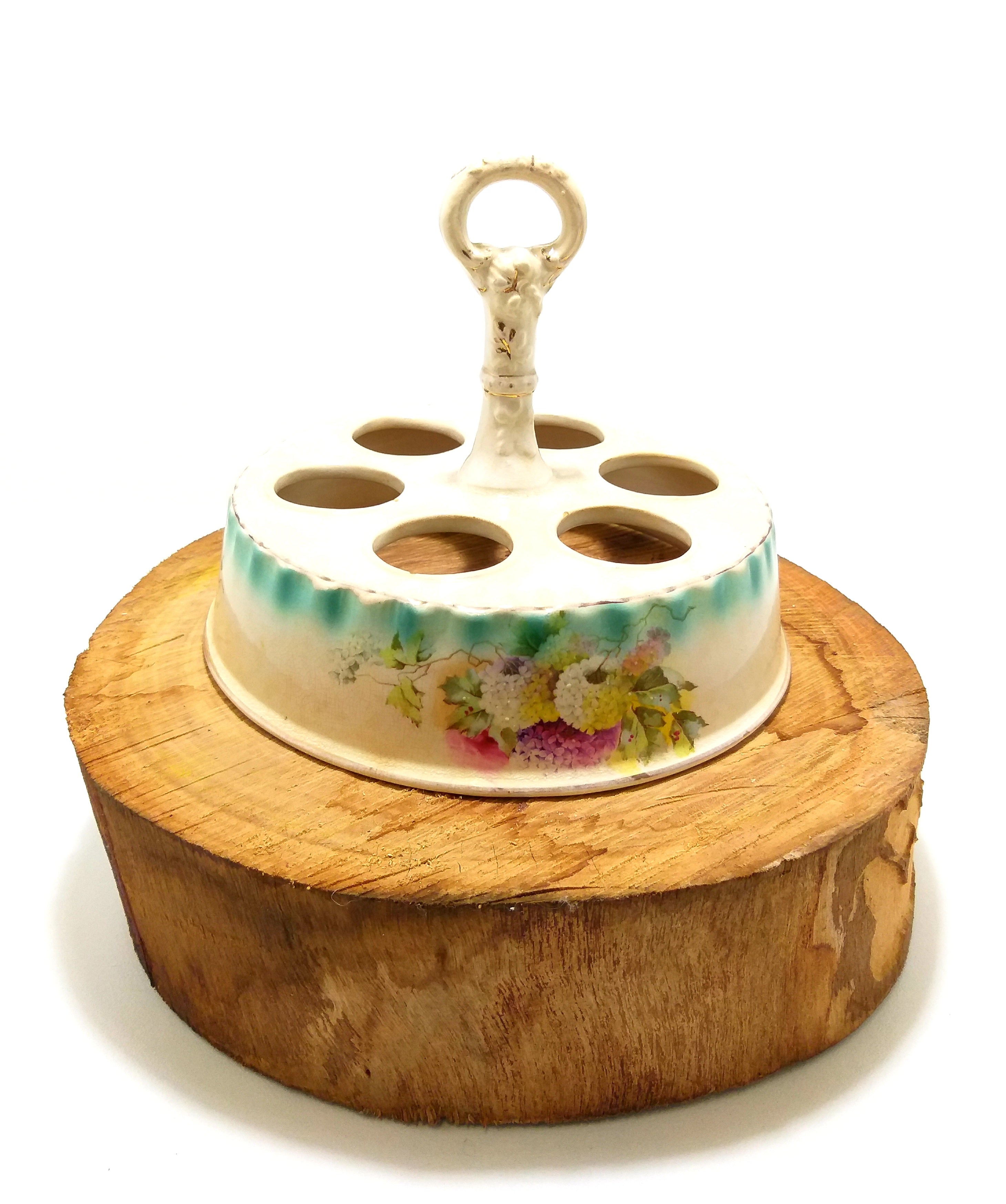 Antique Porcelain Egg Stand For 6 Eggs