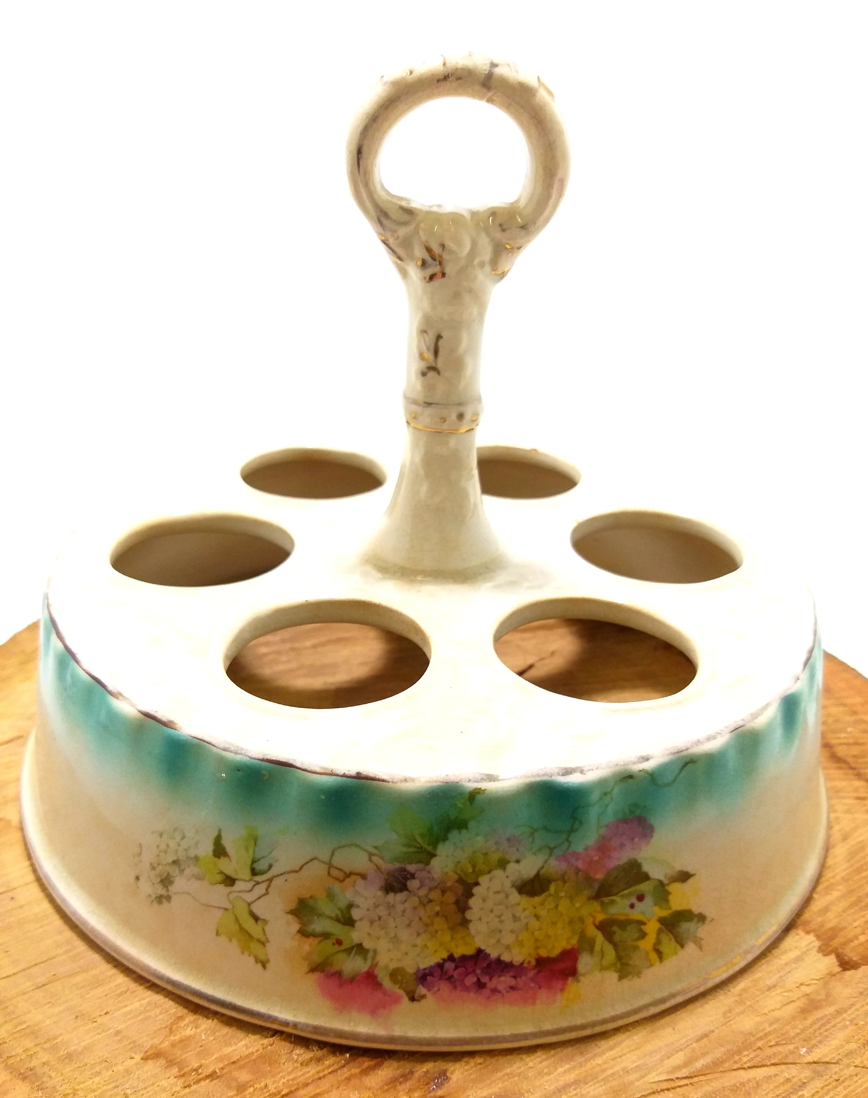 Antique Porcelain Egg Stand For 6 Eggs