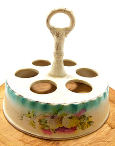 Antique Porcelain Egg Stand For 6 Eggs