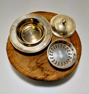 Vintage Silver Plated & Lidded Butter Tray With Double (Bain Marie) Dishes