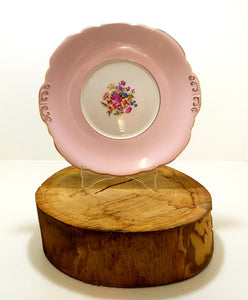 Vintage c.1939+ Taylor & Kent (Longton) Pastel Pink Biscuit/Cake Plate With Floating Roses  & Florals - Numbered