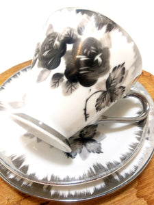 Shades Of Grey Unmarked Tea Trio – Cup, Saucer & Cake Plate
