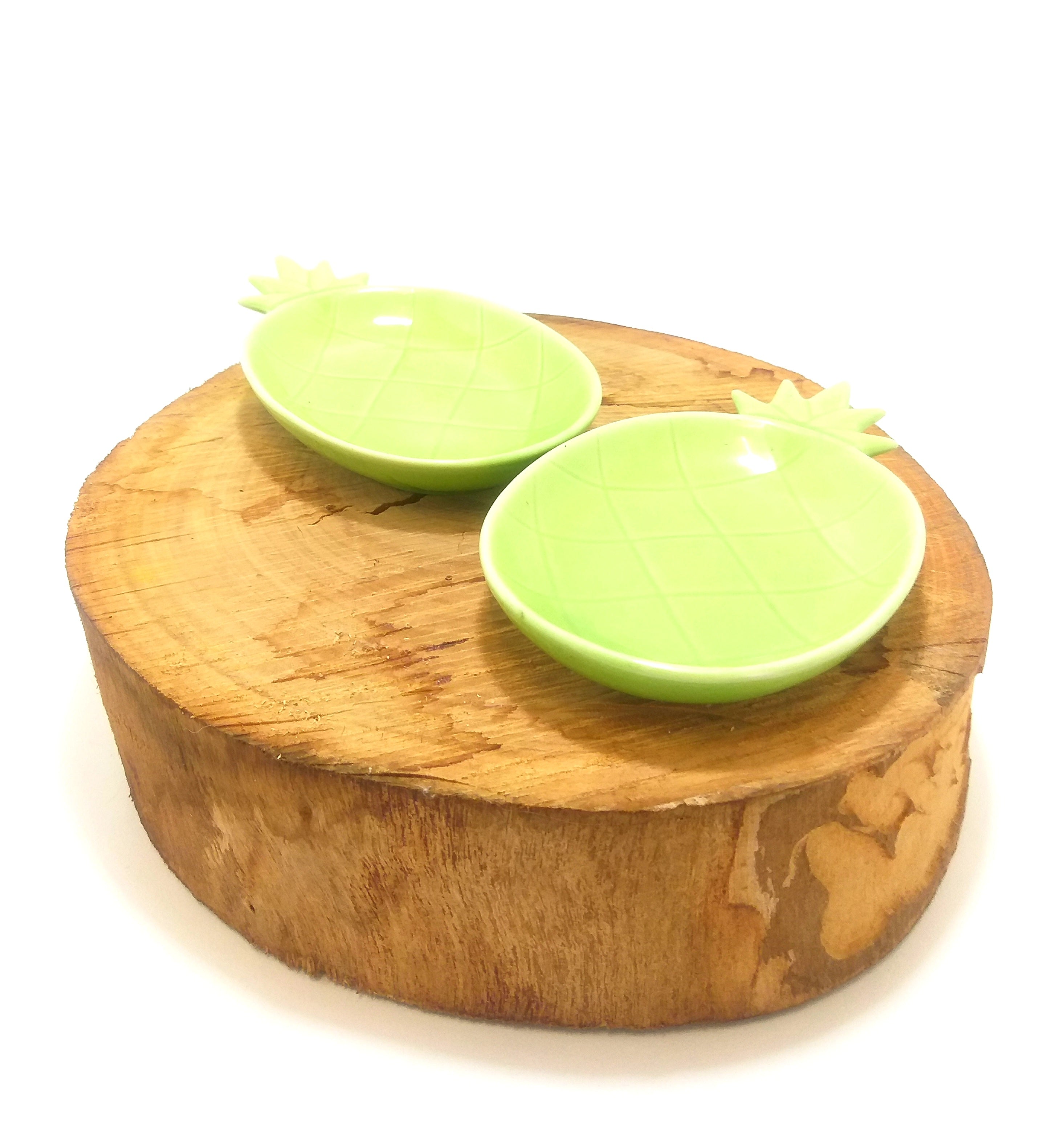 Retro Set Of 2 Green Pineapple Snack Bowls