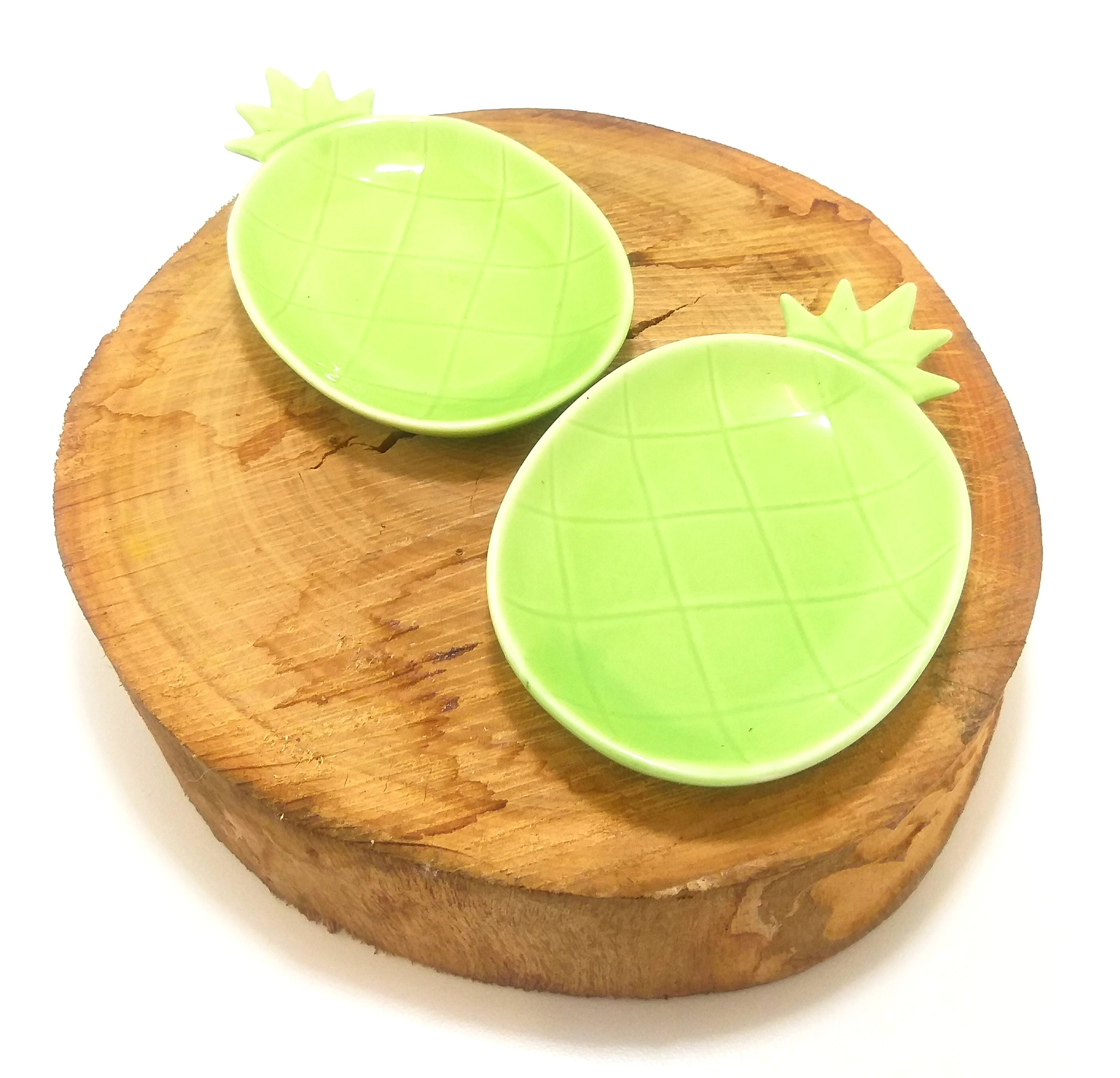 Retro Set Of 2 Green Pineapple Snack Bowls