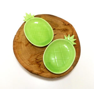 Retro Set Of 2 Green Pineapple Snack Bowls