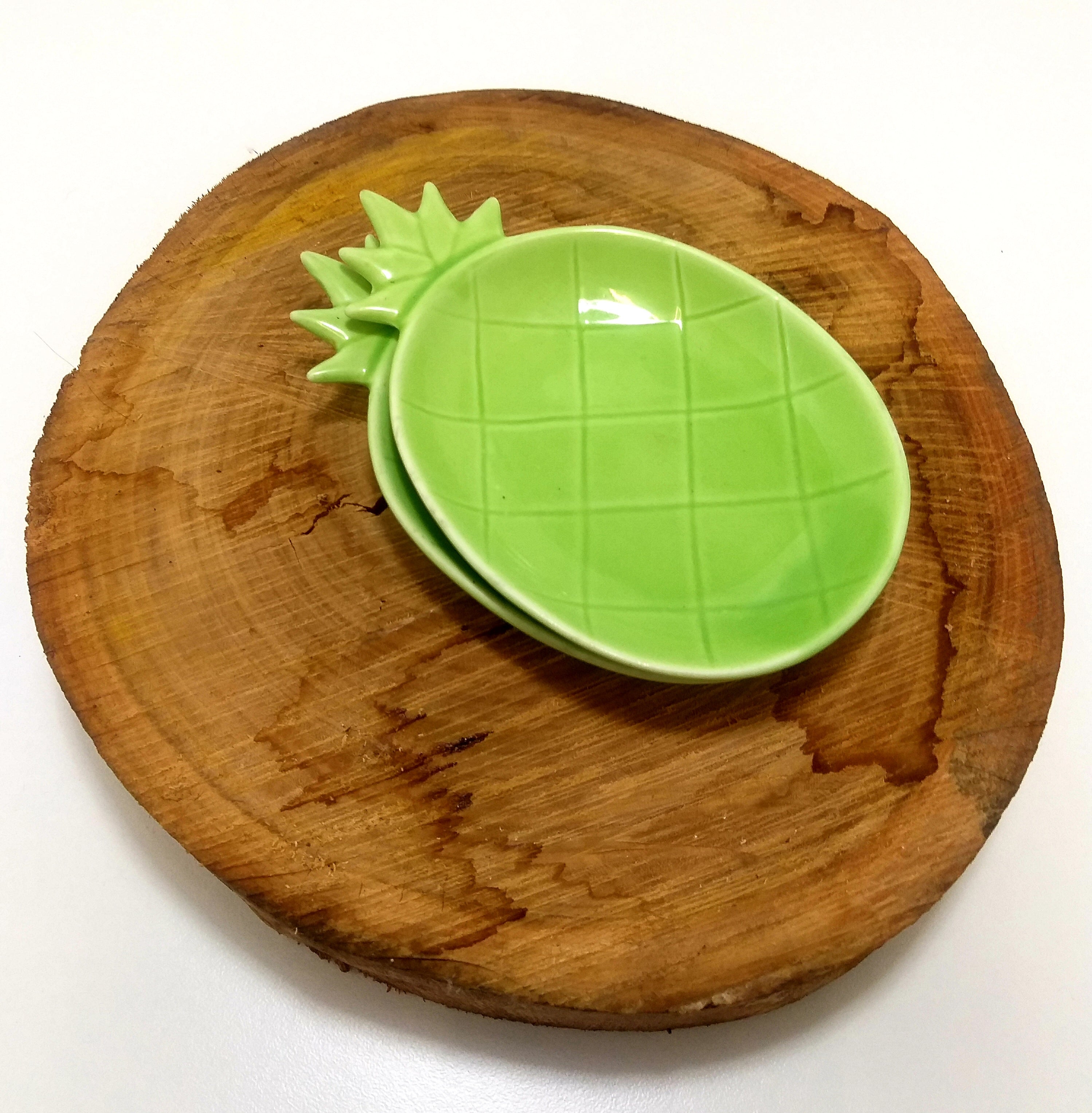 Retro Set Of 2 Green Pineapple Snack Bowls