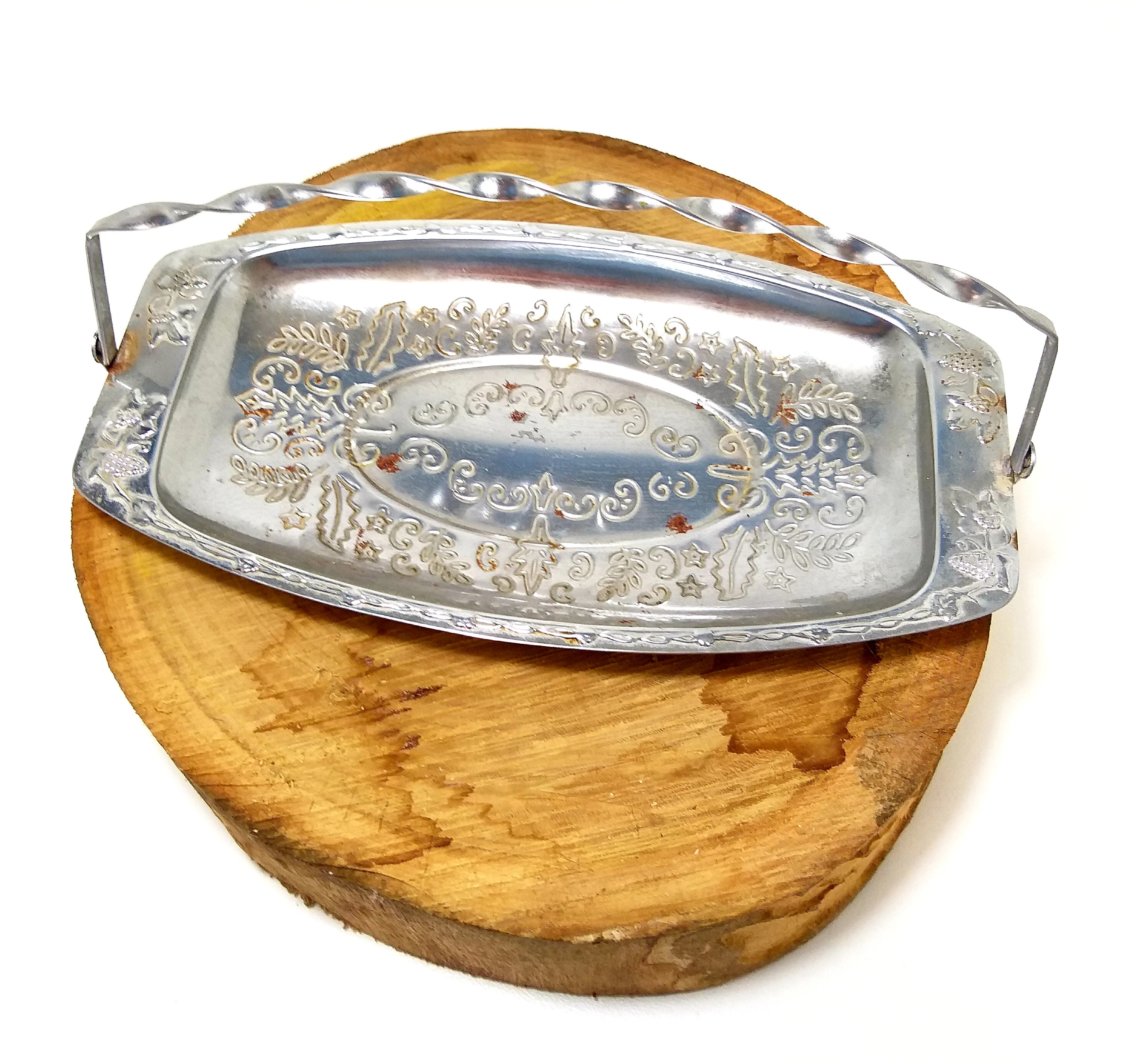 Vintage Silver Plated Display / Presentation Dish With Twist Swing Handle