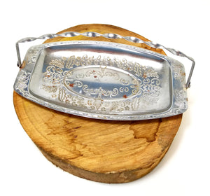 Vintage Silver Plated Display / Presentation Dish With Twist Swing Handle