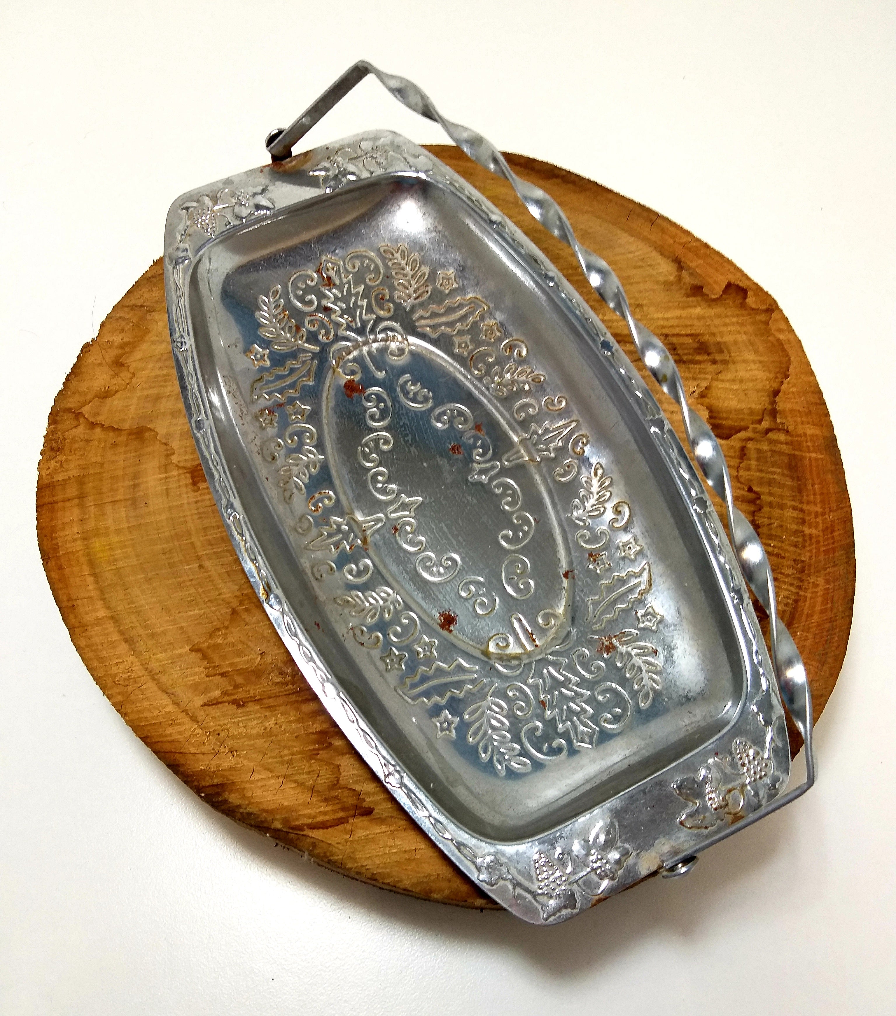 Vintage Silver Plated Display / Presentation Dish With Twist Swing Handle