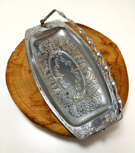 Vintage Silver Plated Display / Presentation Dish With Twist Swing Handle