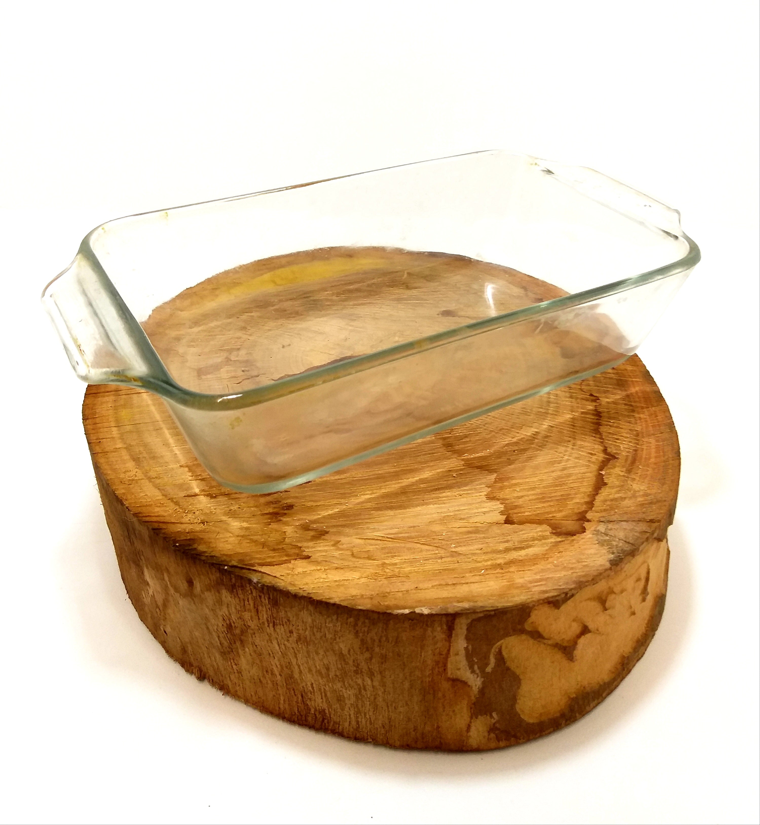 Vintage American Clear Glass Loaf Pan With Handles