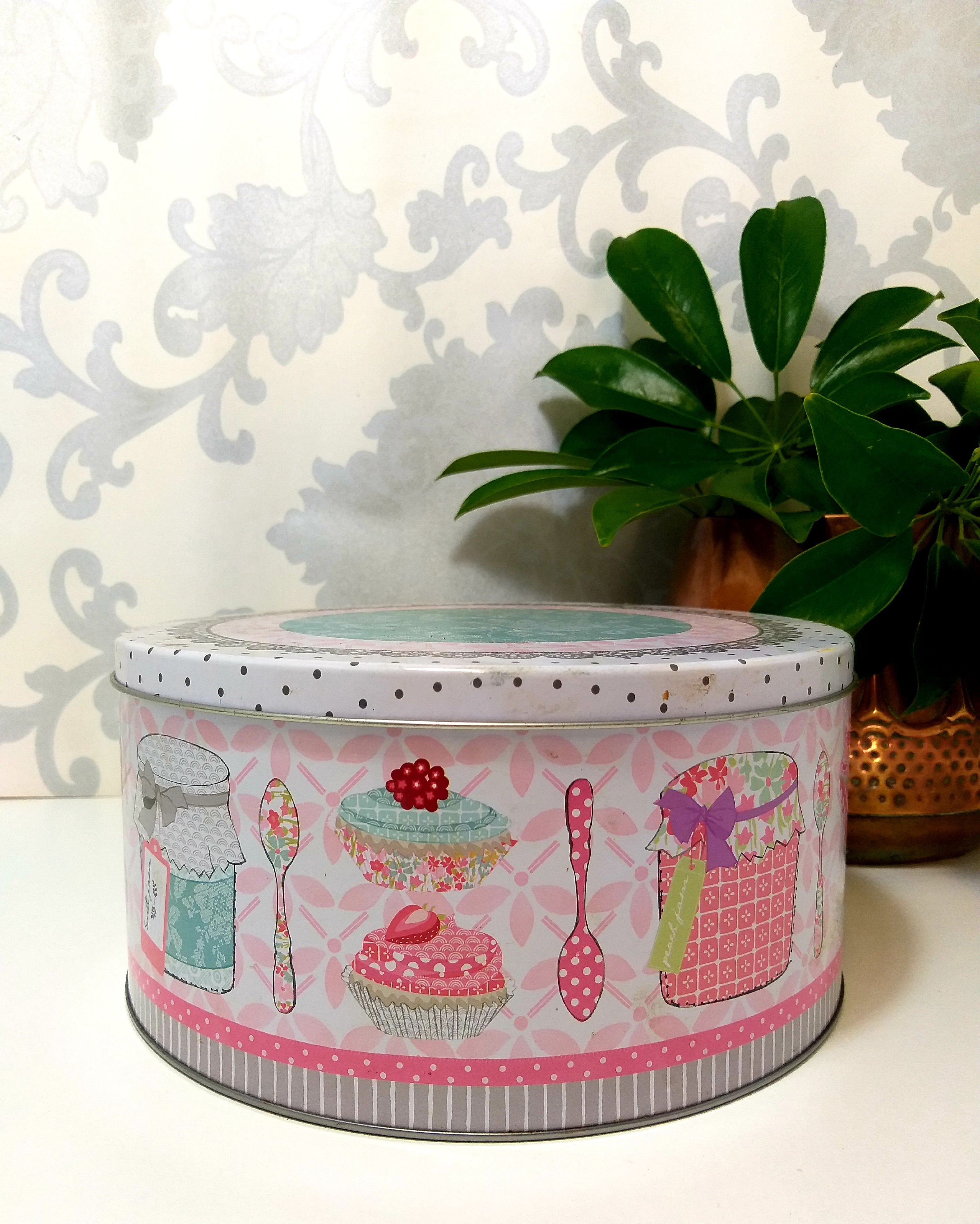Contemporary Collectable Biscuit Tin In Soft Pastel Colours