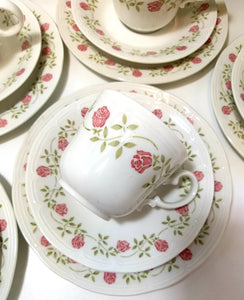 French Vintage Set Of 6 Complete Mary Lou Tea Trios – Cup, Saucer & Tea Plate