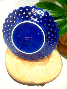 Collectable Vintage Cobalt Blue Japanese Interpur Display Plate – Peacocks & Lattice Edge