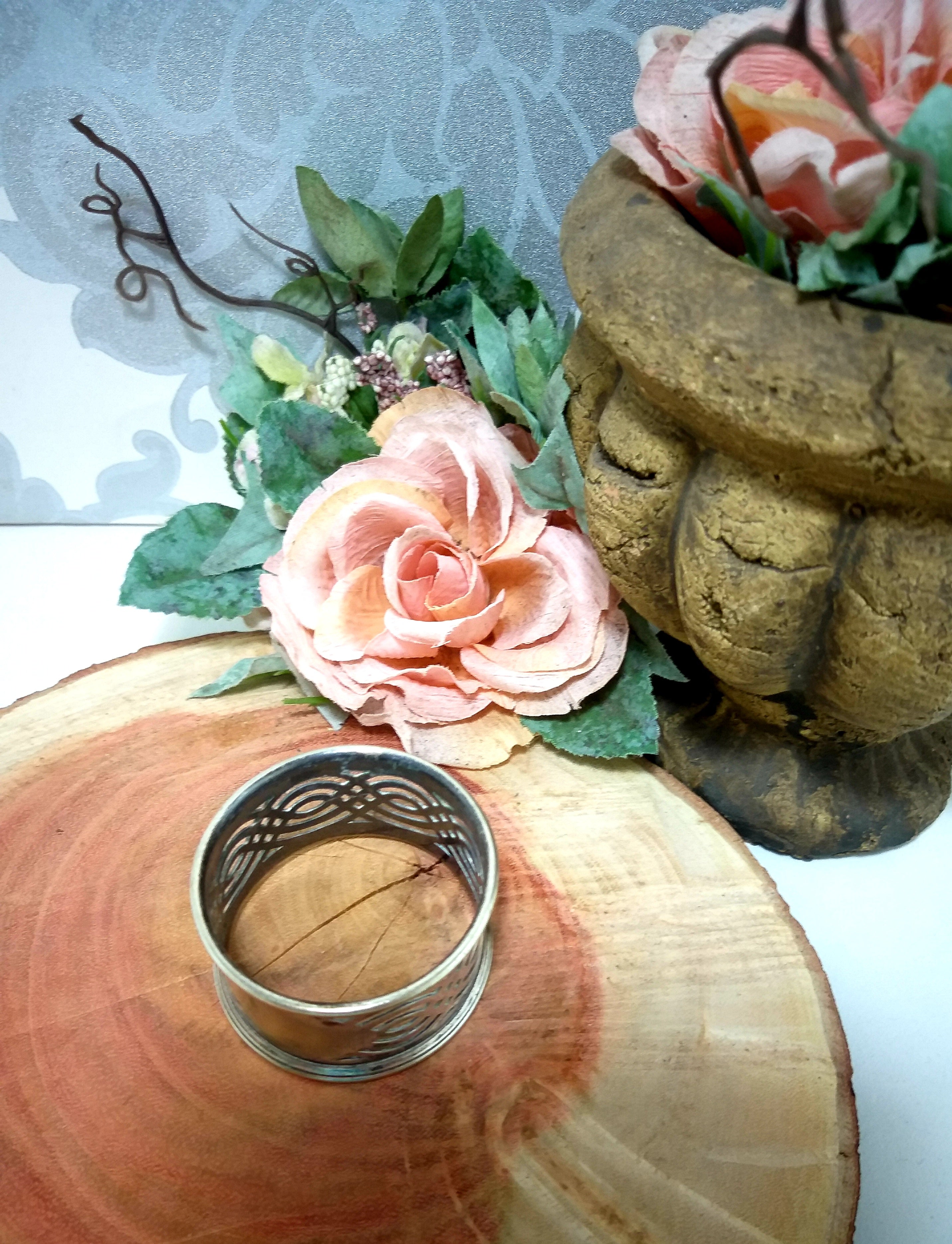 Vintage Pierced Metal Silver Plated Napkin Ring