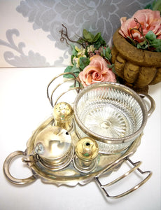 Vintage (Assembled) Silver Plated EPNS Cruet Set – Tray, Salt, Pepper &  Mustard Pot, Double Toast Rack & Condiment Bowl