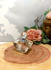 Vintage Facet Cut Crystal Perfume Bottle With Screw Top & Glass Wand