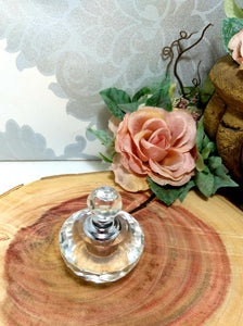 Vintage Facet Cut Crystal Perfume Bottle With Screw Top & Glass Wand
