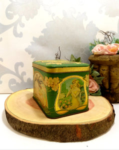 Collectable Vintage Green & Gold Tin With Lacquered Effect