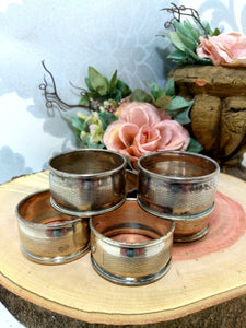 Set Of 6 Silver Plated Napkin Rings – Diamond Mesh Patterning