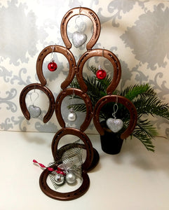 Small Re- And Up-Cycled Handmade Horseshoe Christmas Tree
