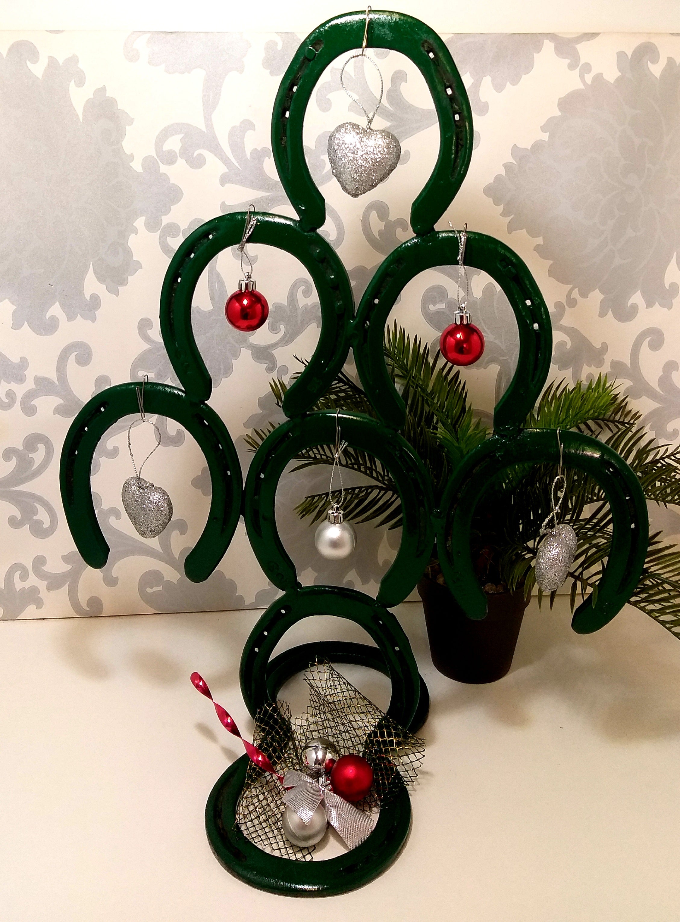 Small Re- And Up-Cycled Handmade Horseshoe Christmas Tree