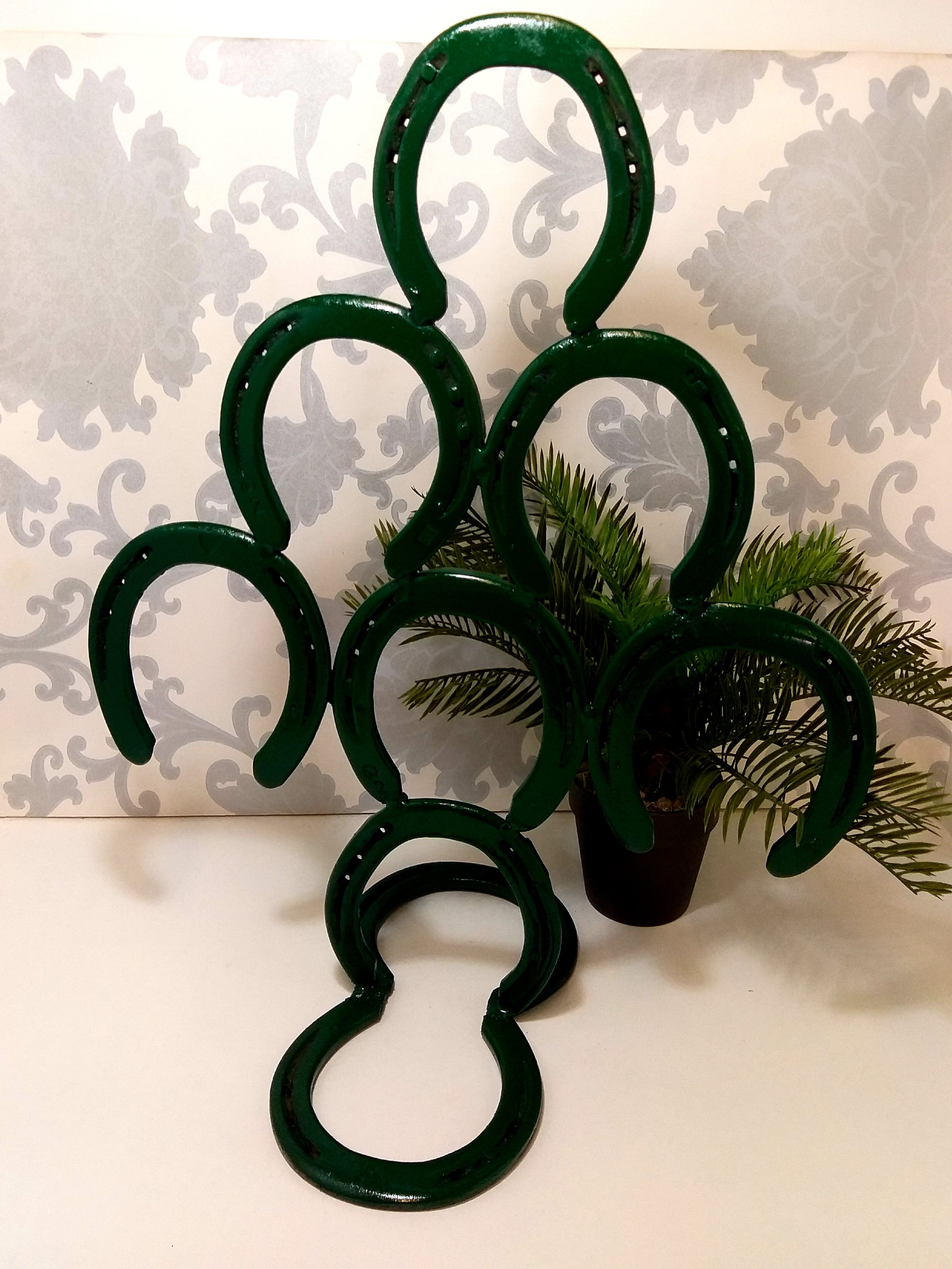 Small Re- And Up-Cycled Handmade Horseshoe Christmas Tree
