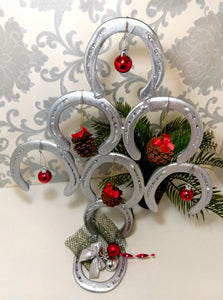 Small Re- And Up-Cycled Handmade Horseshoe Christmas Tree