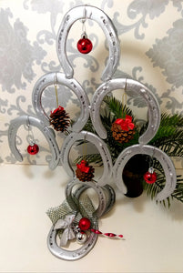 Small Re- And Up-Cycled Handmade Horseshoe Christmas Tree