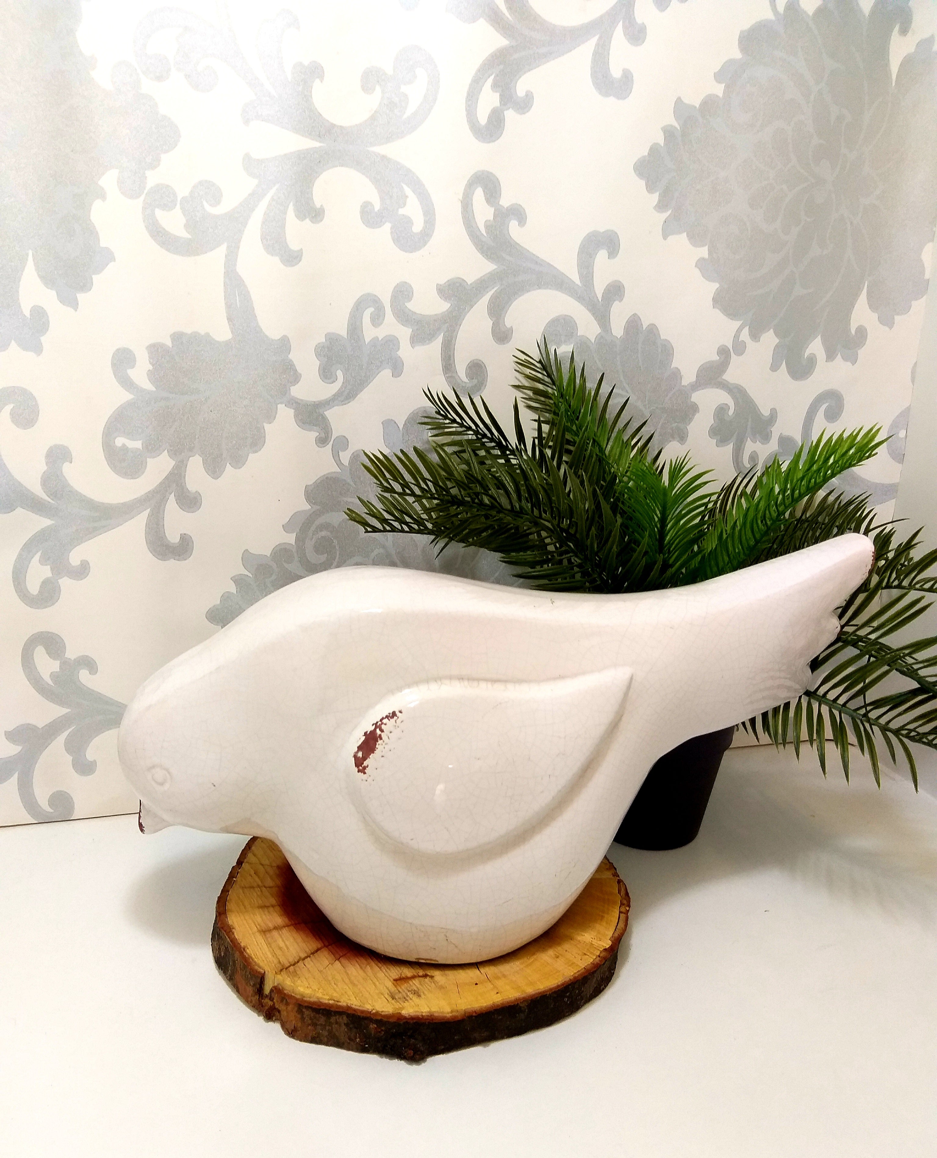 Extra Large Ceramic Dove Figurine/Ornament  With Crackled Glaze