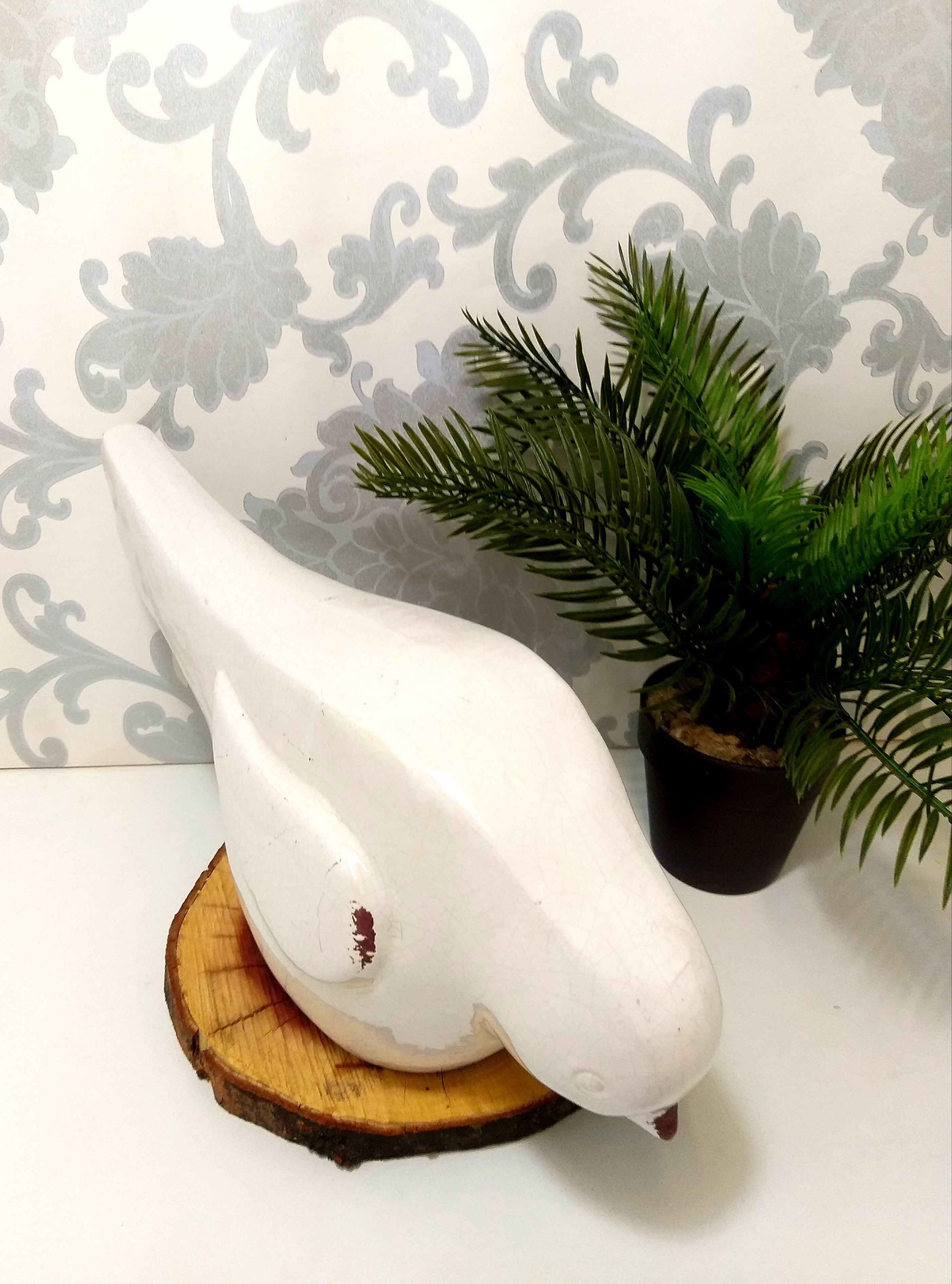 Extra Large Ceramic Dove Figurine/Ornament  With Crackled Glaze