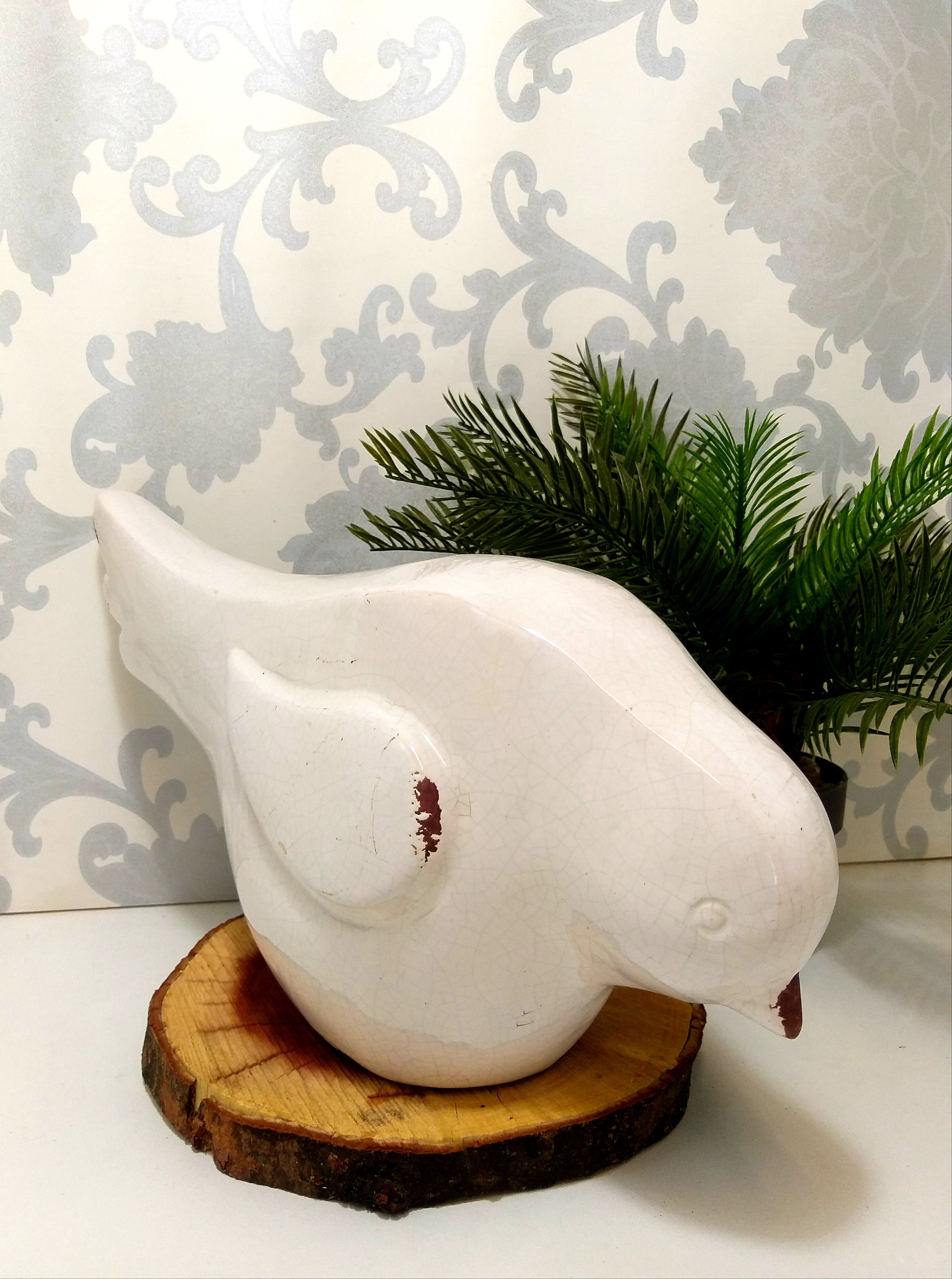Extra Large Ceramic Dove Figurine/Ornament  With Crackled Glaze