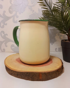 Classic Vintage Cream & Green Enamel Jug