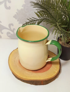 Classic Vintage Cream & Green Enamel Jug