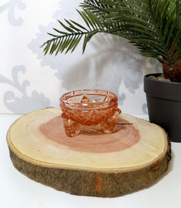 Salmon Pink Vintage Glass Vanity Trinket Holder
