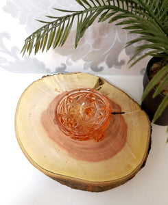 Salmon Pink Vintage Glass Vanity Trinket Holder