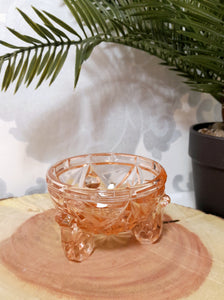 Salmon Pink Vintage Glass Vanity Trinket Holder