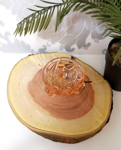 Salmon Pink Vintage Glass Vanity Trinket Holder