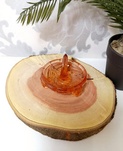 Salmon Pink Vintage Glass Vanity Ring Holder