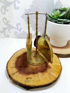 Vintage Brass Crumb Tray & Brush Hanging On A Stand
